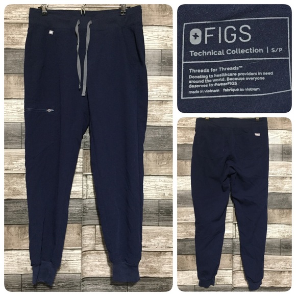 Figs Pants - Figs Zamora Jogger Scrub Pants Women’s S Navy Blue (Inseam 26) Zip Pocket